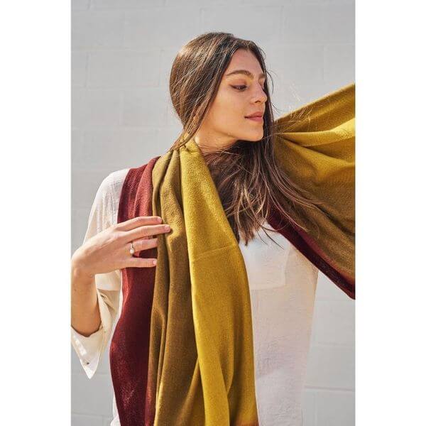 Marigold Merino Ombre Handloom Throw / Blanket Scarf
