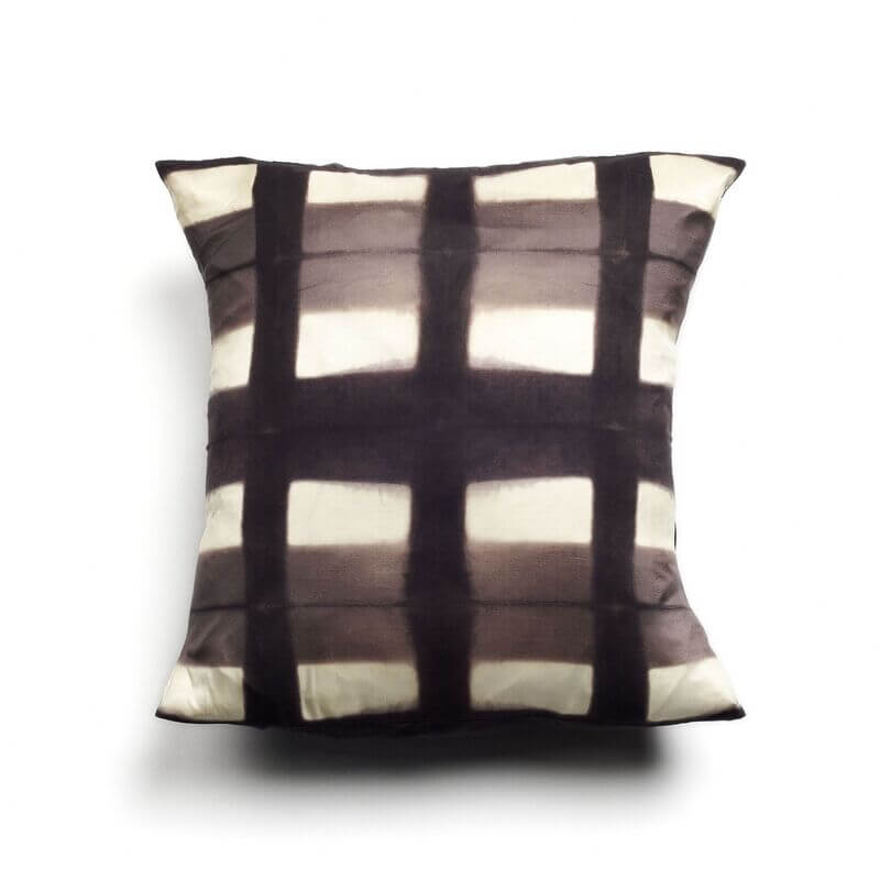 Melo Black Handcrafted Shibori Print Mulberry Silk Pillow
