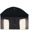 Melo Black Handcrafted Silk Travel Pouch Organizer showing an elegant envelope silhouette with contrasting colors.