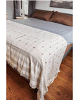 Mool Handwoven Artisanal King Size Organic Cotton Bedspread In Black & Off White
