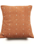 Nira Ochre Hand Spun Organic Cotton Handloom Pillow featuring classic pattern and undyed yarn on ochre background.