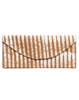 Oak Brown Stripes Cotton Wax Block Printed Envelope Pouch with a unique striped design.