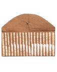 Oak Brown Stripes Cotton Wax Block Printed Envelope Pouch showcasing its unique stripe design and natural fabric.