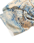 Tesu Indigo Gold Silk Scarf In Modern Artisanal Shibori Print