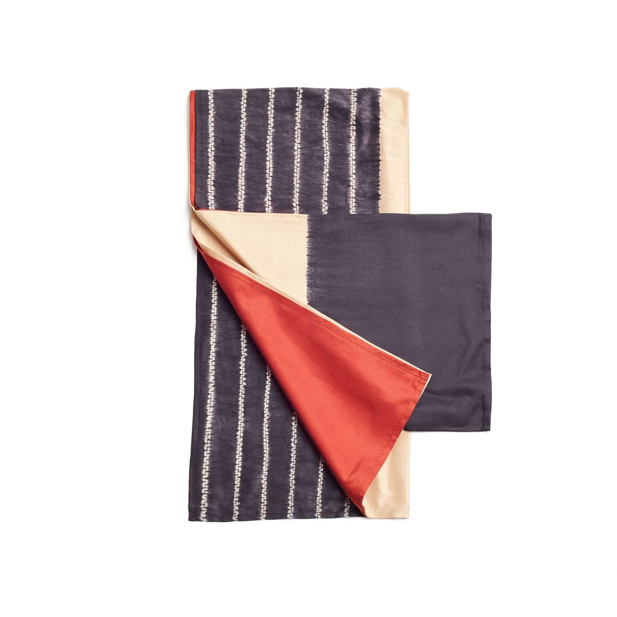 Handcrafted Silk Geometric Scarf in Red/Gold/Black/White – Variously