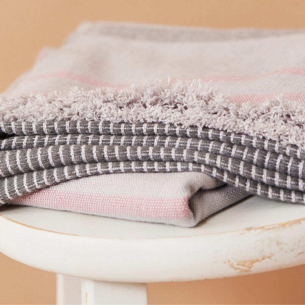Pewter Gray Stripes Hand Spun Organic Cotton Handloom Throw