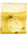 Primrose Turmeric Hand Painted Floral Print Shibori  Large Square Silk Scarf
