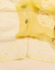 Primrose Turmeric Hand Painted Floral Print Shibori  Large Square Silk Scarf