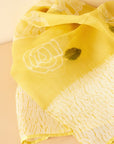 Primrose Turmeric Hand Painted Floral Print Shibori  Large Square Silk Scarf