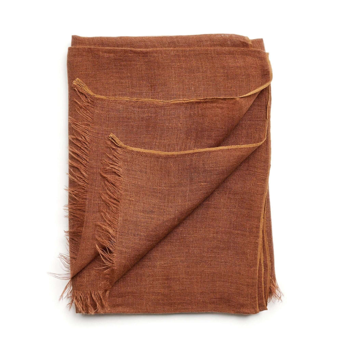 Resin Dark Brown Hand Woven Soft Linen Silk Scarf displayed with a beautiful coco brown hue and soft texture.
