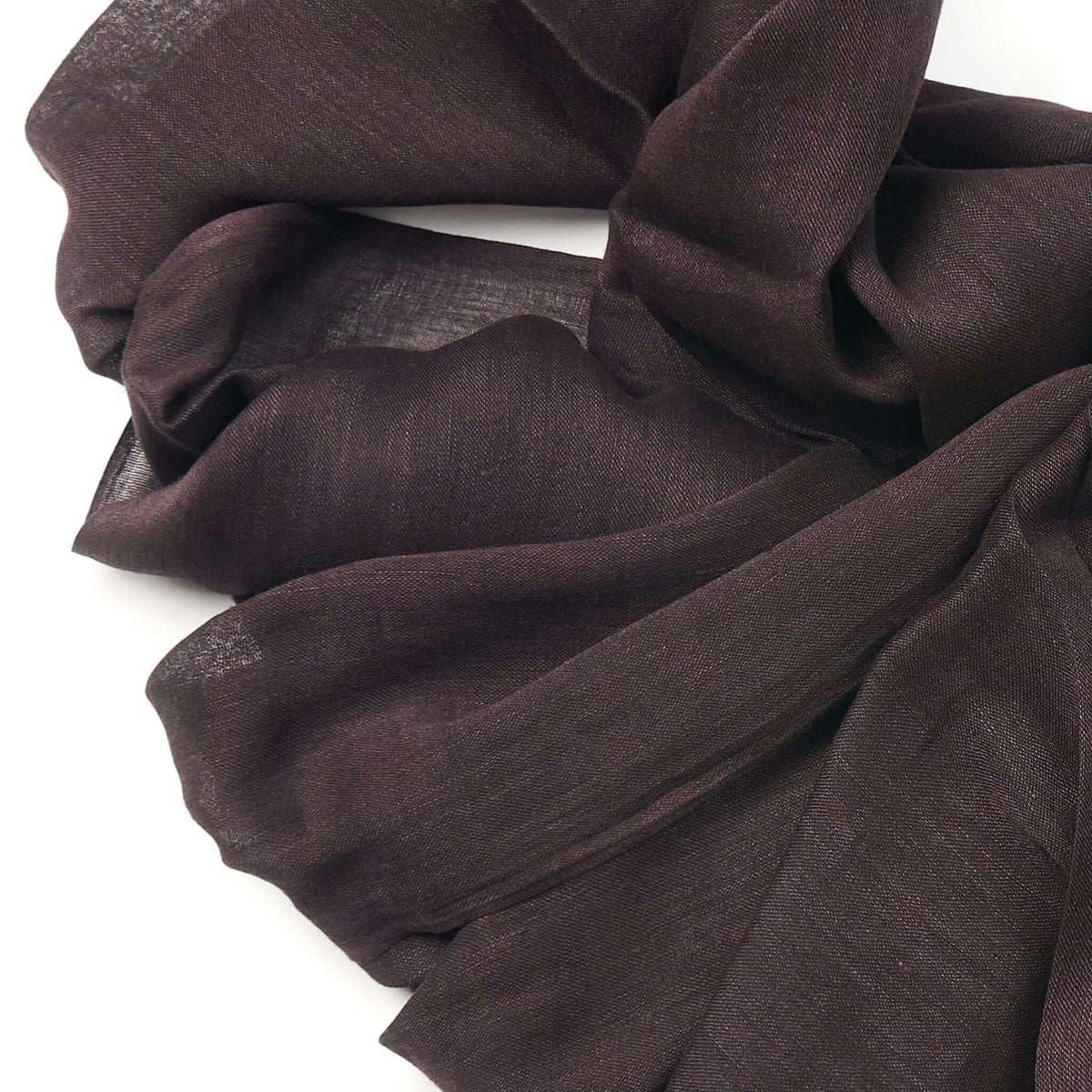Resin Dark Brown Hand Woven Soft Linen Silk Scarf showcasing its elegant and breathable fabric.