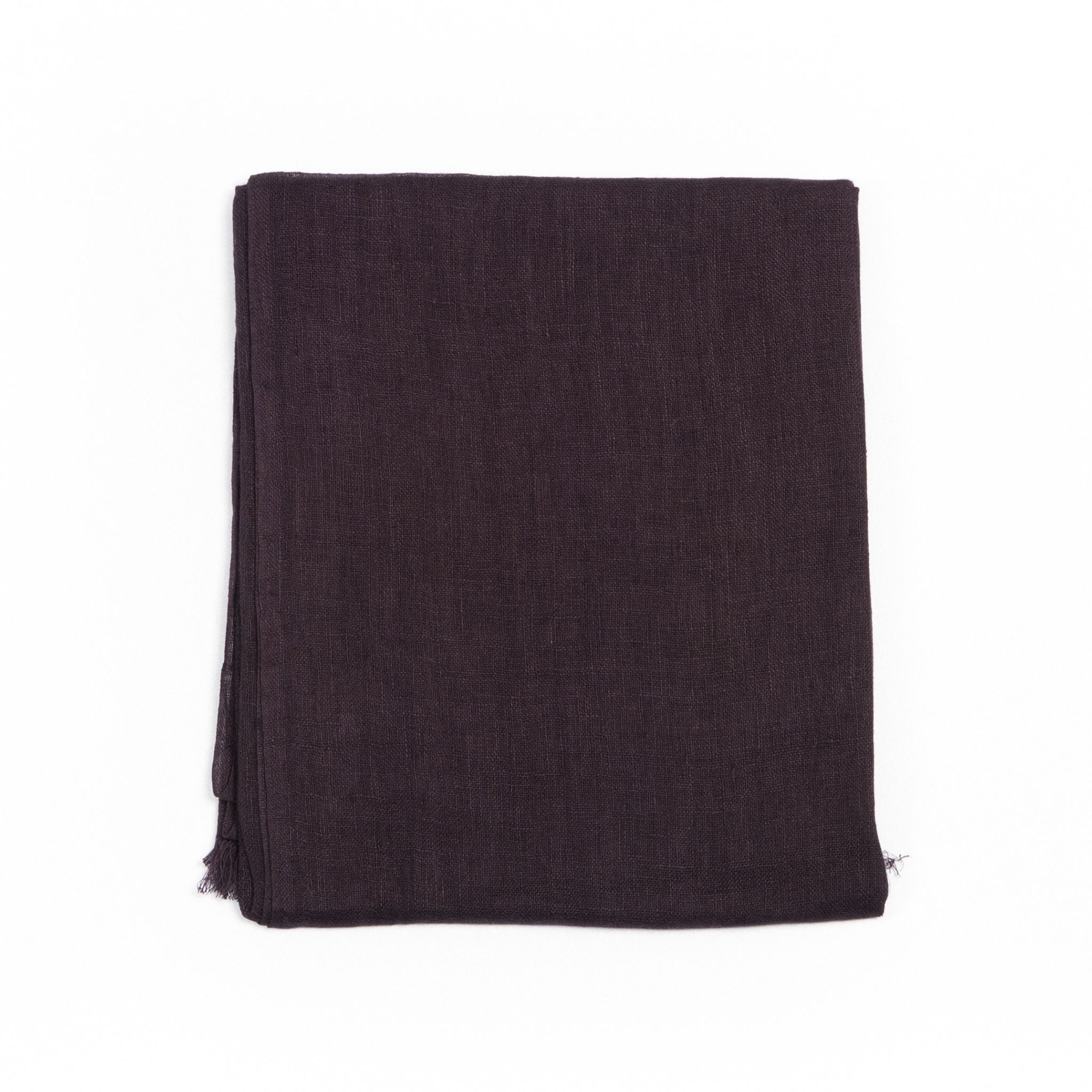 Midnight Navy Blue Hand Woven Linen Silk Blend Scarf – Variously
