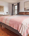 Rosa Plush Maroon Plush Merino Queen Bedspread / Large Throw draped over a bed in a modern bedroom setting.
