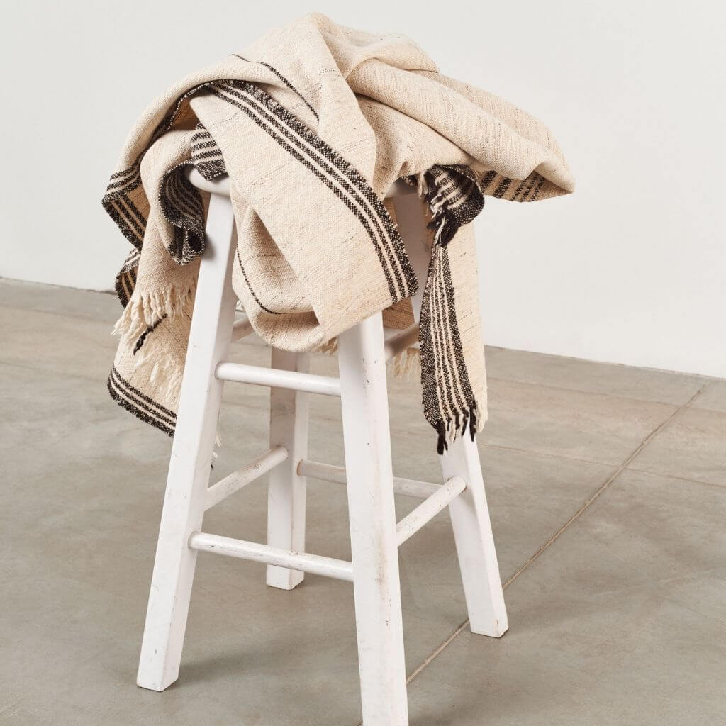 Seytu Off White Striped Gently Textured Handloom Throw
