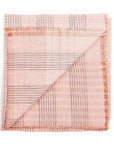 Silica Rose In Shades of Salmon Pink Gray Stripes Pattern Soft Handwoven Merino Throw on a white background.