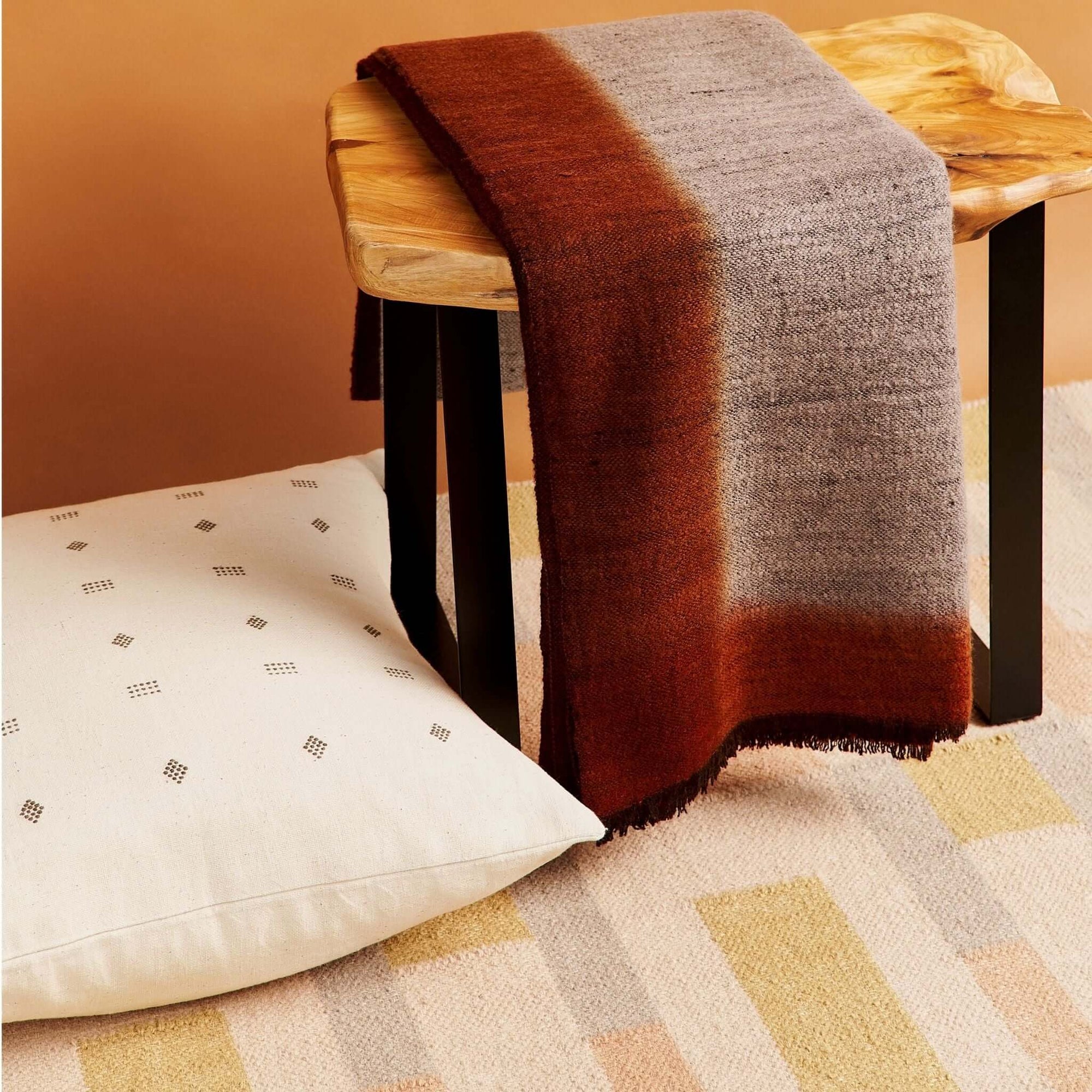 Simply Taupe Brown Gray Hand Spun Merino Handloom Throw