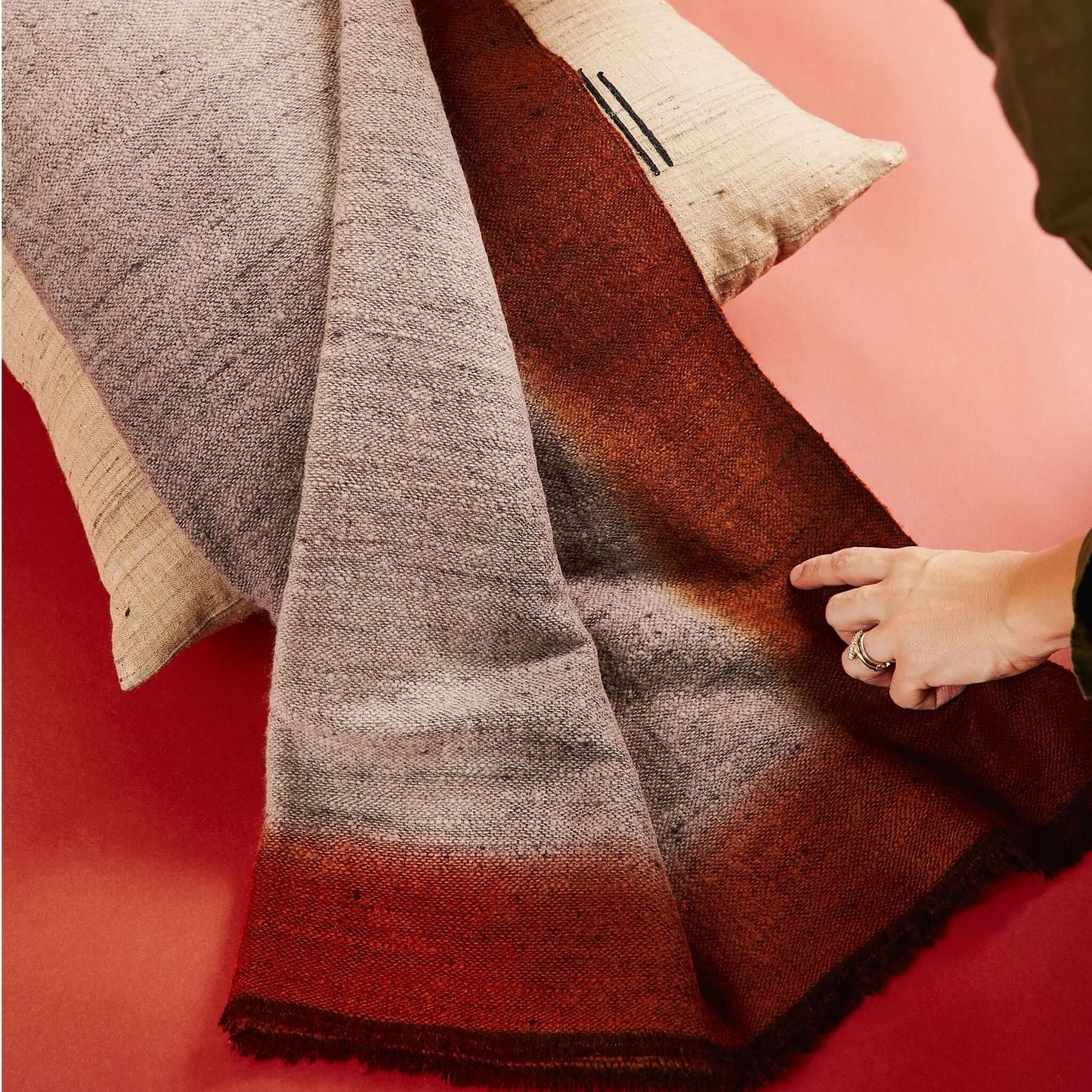 Simply Taupe Brown Gray Hand Spun Merino Handloom Throw