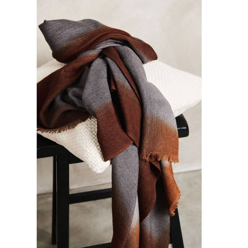Simply Taupe Brown Gray Hand Spun Merino Handloom Throw