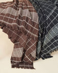 Treacle Checks Pattern Organic Cotton Handloom Throw featuring a rich brown and black check design.
