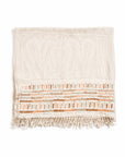 Unah Coral Hand Embroidered Handwoven Cotton Artisan Throw featuring intricate hand-embroidered designs and colorful borders.